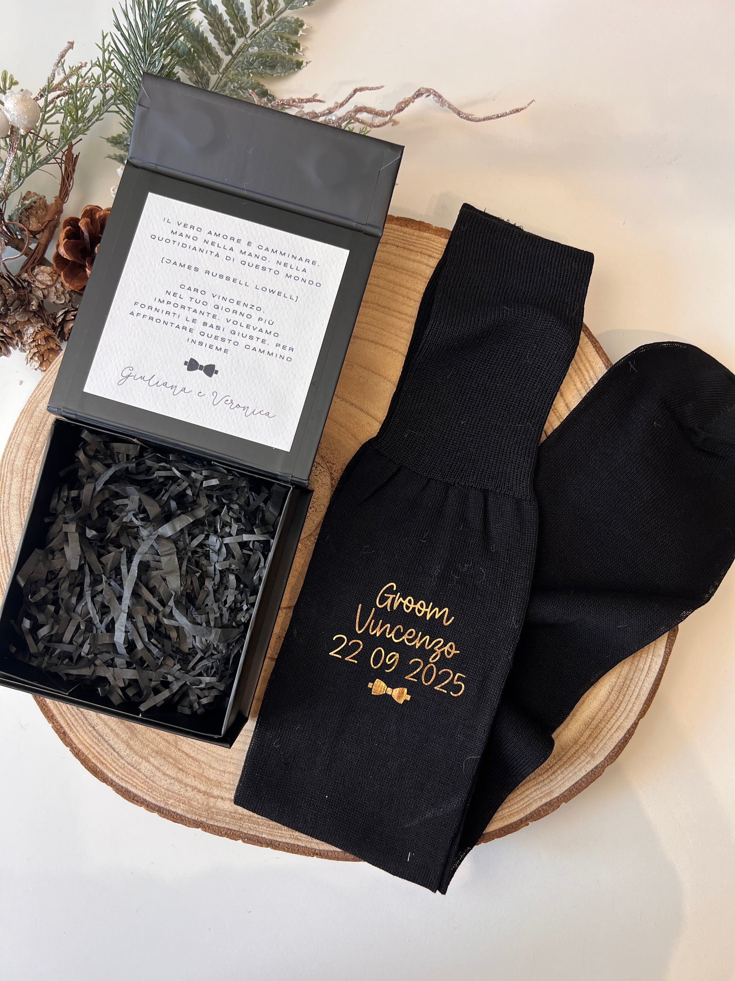Mini box con calze in filo di scozia
