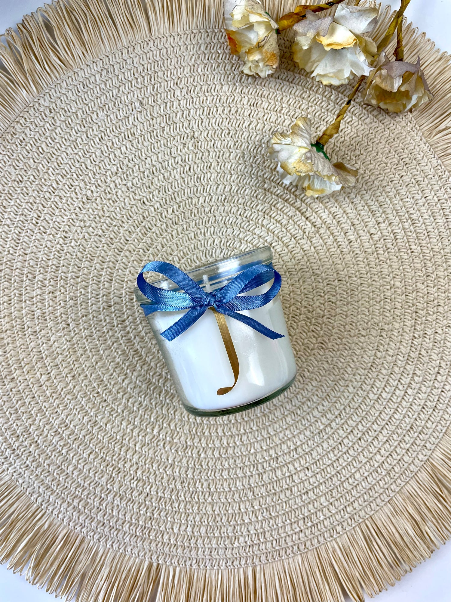 CANDELA IN VETRO CON MONOGRAMMA