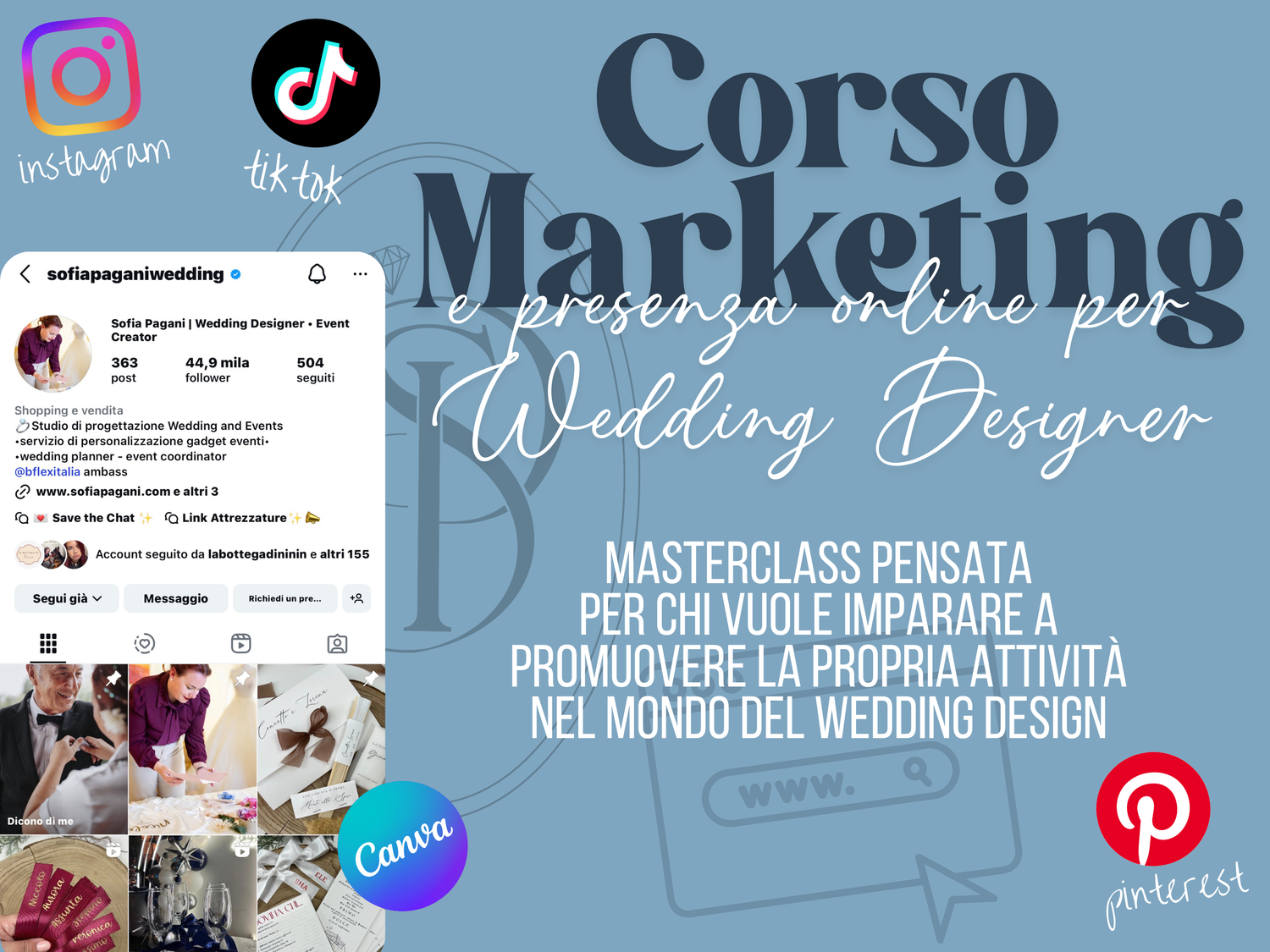 MASTERCLASS MARKETING - crea la tua presenza online e promuovi al tua attività come wedding designer
